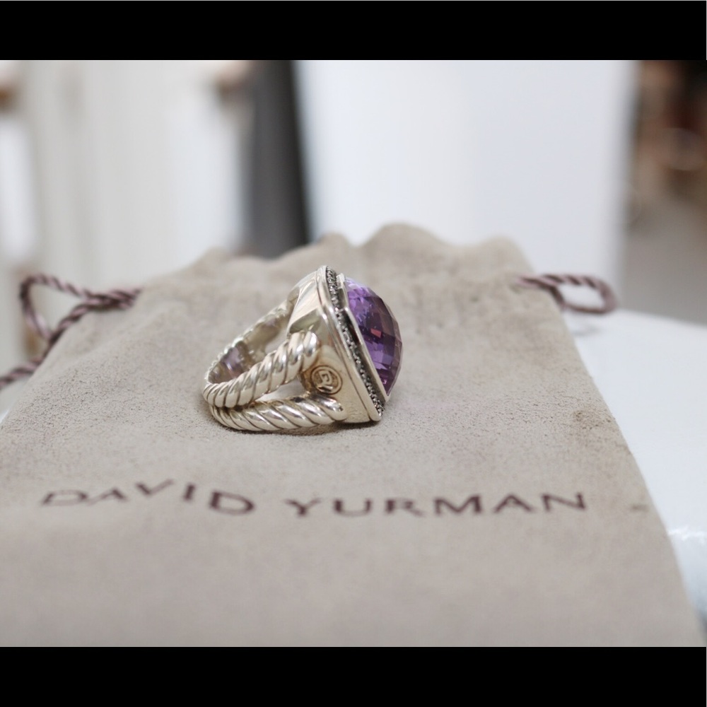 David Yurman Amethyst Albion Ring 14mm, size 7